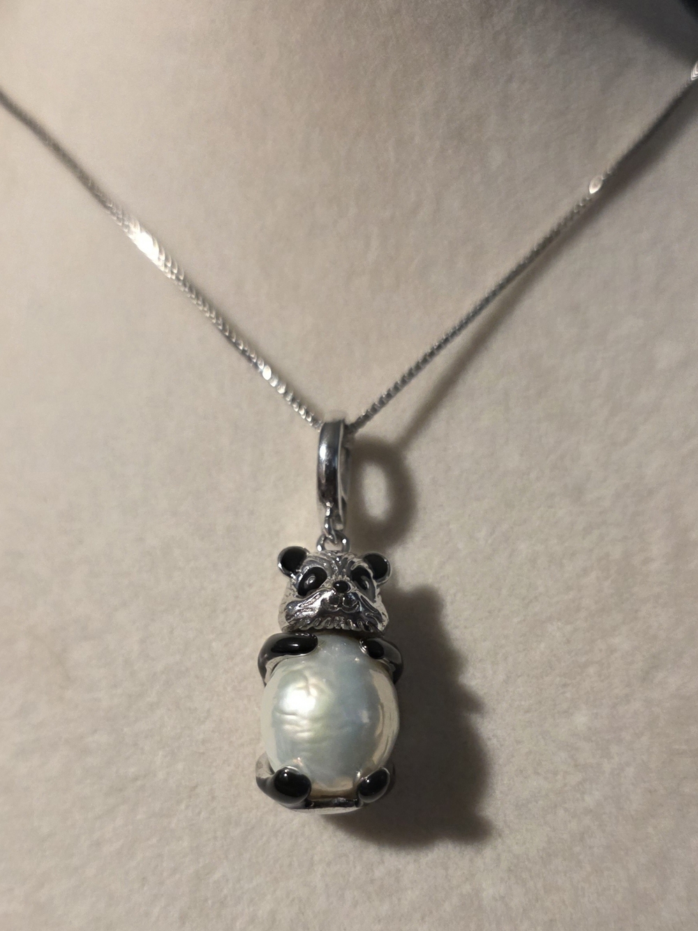 Silver Panda Pearl Pendant Necklace - Women Jewelry